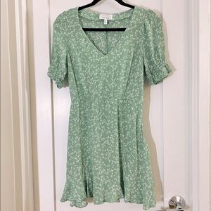 & other stories puff sleeves mini green dress
